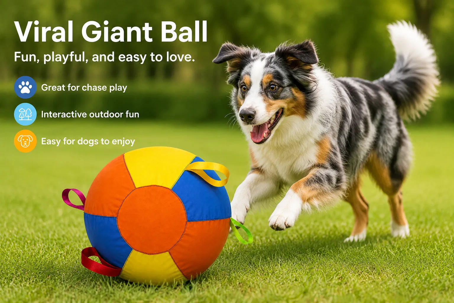 Colorful Viral Giant Ball designed for dogs to chase outdoors