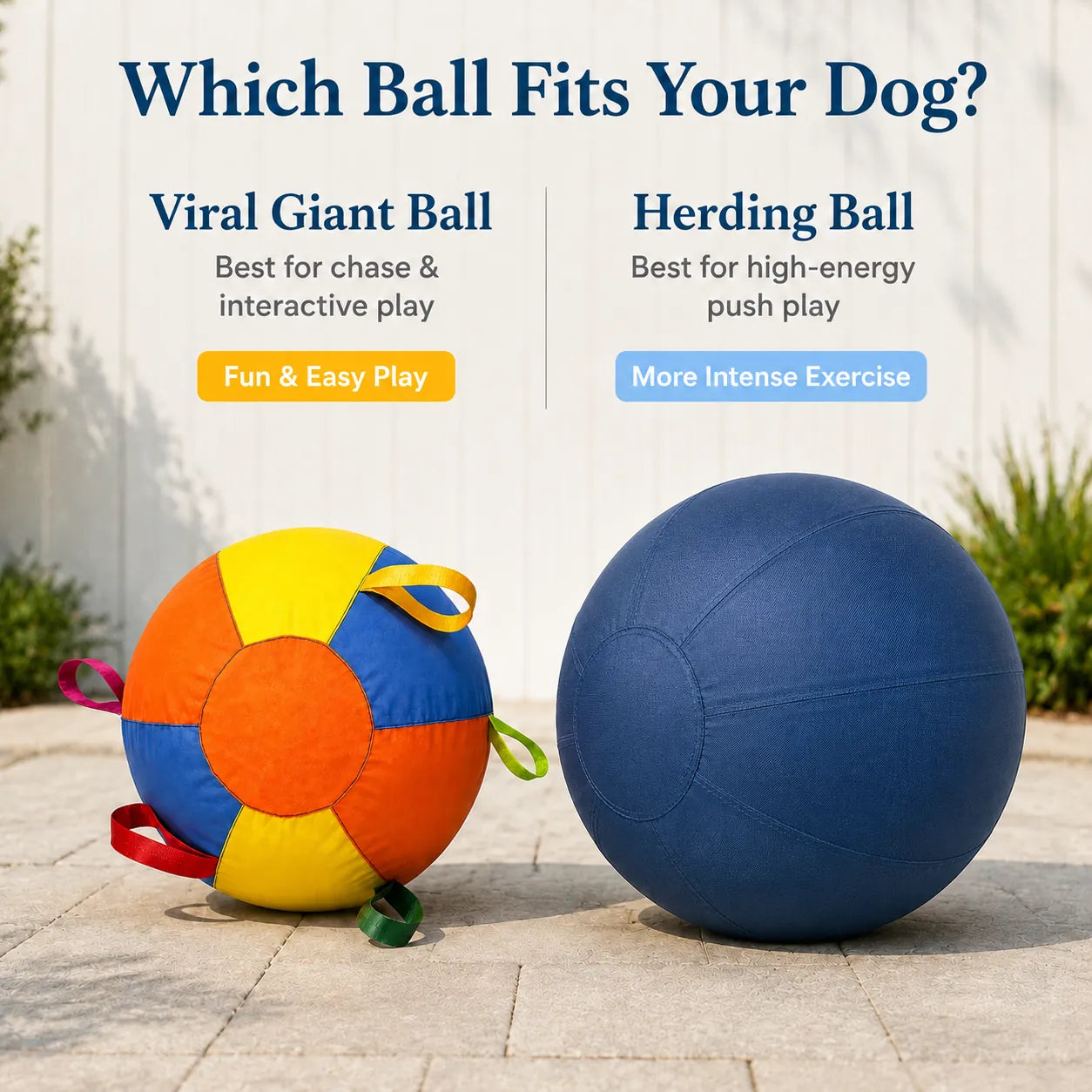Comparison chart showing which dog ball fits different play styles